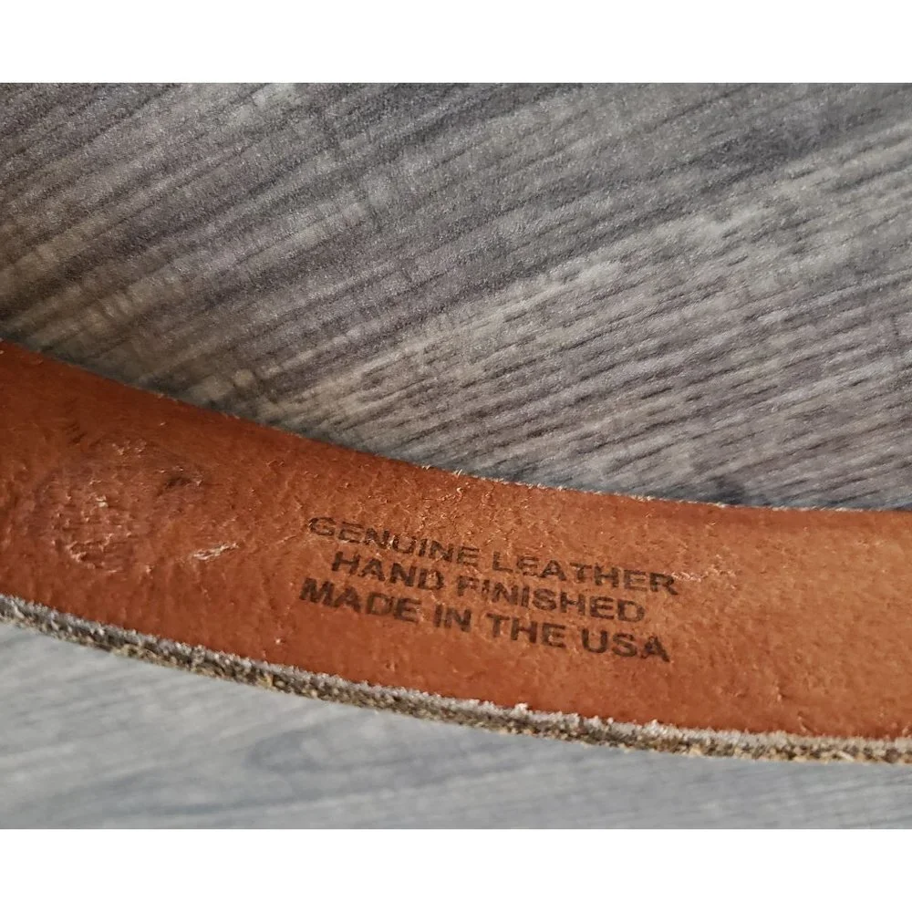 Tooled Genuine Leather U.S. Airforce Belt Jets Eagle Brown Made in USA Mens L/XL
